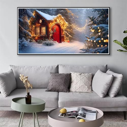 Diamond Painting Winter 5D Diamant Painting Bilder Schneeszene Diamond Painting Erwachsene, Diamond Painting Set mit Zubehör, DIY Diamant Malerei für Wohnzimmer Schlafzimmer Wanddeko 50 x 100 cm Y-114 von Shueayin