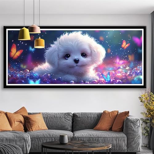 Diamond Painting XXL 75x30 cm Niedlich Diamant Painting Bilder Hund Diamond Art 5D DIY Vollbohrer Diamant Malerei Basteln Mädchen 10 Jahre, Strass Stickerei Mosaikherstellung für Zimmer Deko S0-606 Diamond Painting XXL 75x30 cm Niedlich Diamant Painting Bilder Hund Diamond Art 5D DIY Vollbohrer Diamant Malerei Basteln Mädchen 10 Jahre, Strass Stickerei Mosaikherstellung für Zimmer Deko S0-606 von Shueayin