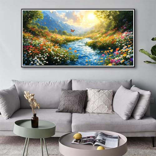 Landschaft Diamond Painting Erwachsene Groß XXL, 5D Diamond Painting 100 x 200 cm, Diamant Painting Bilder Fluss Diamond Painting Set, DIY Diamant Malerei Crystal Art Kit für Deko Wohnzimmer Wand Y-95 von Shueayin