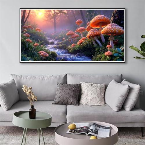 Pilz Diamond Painting Erwachsene Groß XXL, 5D Diamond Painting 100 x 200 cm, Diamant Painting Bilder Landschaft Diamond Painting Set, DIY Diamant Malerei Crystal Art Kit für Deko Wohnzimmer Wand Y-118 von Shueayin