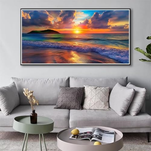 Sonnenuntergang Diamond Painting Erwachsene Groß XXL Diamond Painting 90 x 180 cm, Diamant Painting Bilder Meer Diamond Painting Set, DIY Diamant Malerei Crystal Art Kit für Deko Wohnzimmer Wand Y-676 von Shueayin