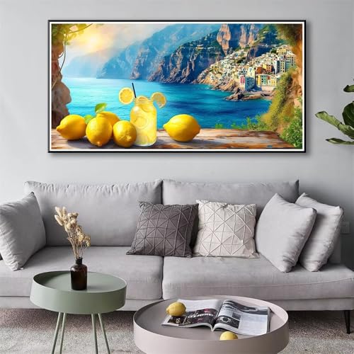 Zitrone Diamond Painting Erwachsene Groß Diamond Painting Landschaft Diamant Painting Bilder Kinder DIY 5D Diamant Malerei Stickerei Kreuzstich Bastelset für Zimmer Deko Wohnzimmer 40 x 80 cm Y-858 von Shueayin