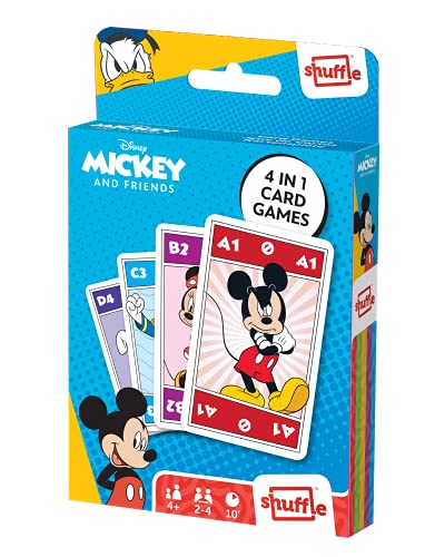 Shuffle Mickey & Friends Kartenspiele für Kinder – 4-in-1 Snap, Paar, glückliche Familien und Action-Spiel, tolles Geschenk für Kinder ab 4 Jahren von Shuffle