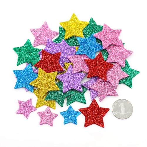 peiyee 100pcs Glitter Schaum Aufkleber,Glitter Schaumstoff Sticker Selbstklebendes Stern,Selbstklebende Stern Aufkleber,Glitzernde Moosgummi für Halloween Weihnachtsfest Deko von peiyee