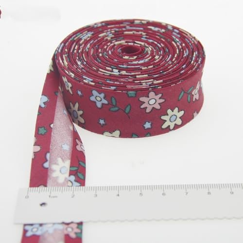 Schrägband aus 100 % Baumwolle, bedruckt, Größe: 25 mm, 9,5 m, bedruckte Blumen, Baumwoll-Twill-Band, Nähen, Baumwoll-Twill-Band (Farbe Nr. 3) von Shunyitong