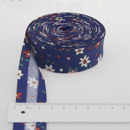 Schrägband aus 100 % Baumwolle, bedruckt, Größe: 25 mm, 9,5 m, bedruckte Blumen, Baumwoll-Twill-Band, Nähen, Baumwoll-Twill-Band (Farbe Nr. 4) von Shunyitong