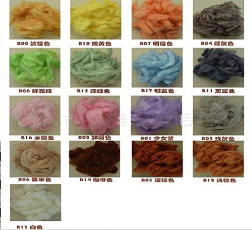 Shunyitong 17 Farben Wollfaser Peru Alpaka lockige Faser für Wollfilz Teddy Nadelfilzen speziell für Pudel/Bichon und Schafe (5 g pro Farbe, insgesamt 85 g) von Shunyitong