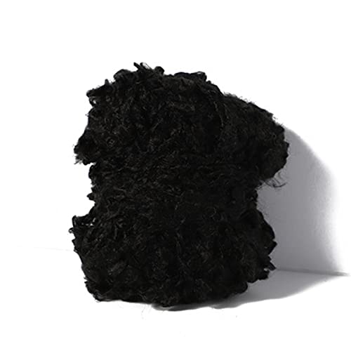 Shunyitong 50 g (schwarz) weiche Plüschwolle, Acryl, ausgefallenes Schlaufengarn für Puppenhaar, Häkeln, Stricken, Nadelfilzen, Puppenhaar, lockiges Haar, Spulen aus Wollfilz, kardierte Schafwolle, von Shunyitong