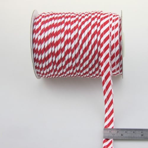 Shunyitong Schrägband aus Baumwolle, 45,7 m, 1,27 cm breit, rote Streifen von Shunyitong