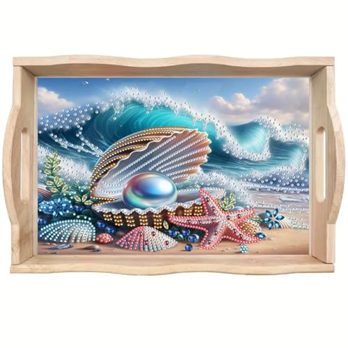 ShuoBeiter DIY Diamond Art Tray with Handle Diamond Art Painting Plate Creative Design Handmade Wooden Tray Mosaic Making 7.8x11.8 Inches（S33 von ShuoBeiter