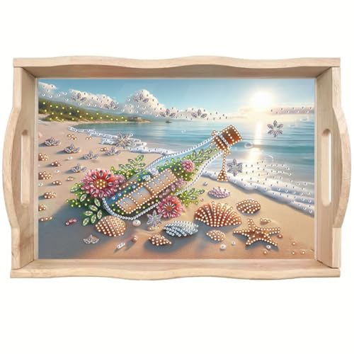 ShuoBeiter DIY Diamond Art Tray with Handle Diamond Art Painting Plate Creative Design Handmade Wooden Tray Mosaic Making 7.8x11.8 Inches（S36 von ShuoBeiter