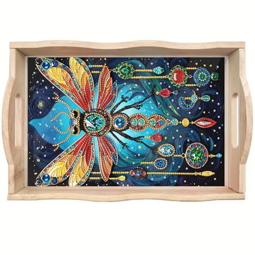 ShuoBeiter DIY Diamond Art Tray with Handle Diamond Art Painting Plate Creative Design Handmade Wooden Tray Mosaic Making 7.8x11.8 Inches（S9 von ShuoBeiter