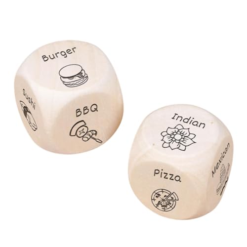 Shurzzesj Date Night Dice Couples Gift Ideas Wooden Food Decision Dice with 12 Food Patterns, Valentine's Day, Romantic Date Night Ideas For Him And Her Anniversary Christmas Birthday von Shurzzesj