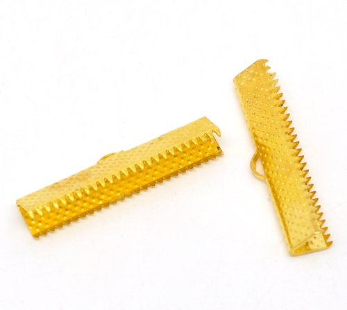 SiAura Material ® - 10 Stück Metall Endkappen Klammer, 7,5 x 30 mm, Goldfarben von SiAura Material