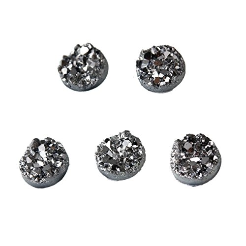 SiAura Material ® - 50 Stück Harzcabochons Harz Klebesteine 8mm rund AB facettiert silbergrau von SiAura Material