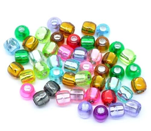 SiAura Material - 300 Stück bunte Acrylperlen Ø 7x7mm Zylinder form, Mix Kunststoffperlen Schmuck Perlen Perlen Set Armband Perlen Bastelperlen mit Loch Fädelperlen I Perlen zum Auffädeln von SiAura Material