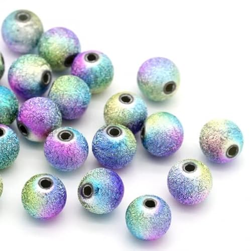 SiAura Material - 300 Stück bunte Acrylperlen Ø 8mm rund strukturiert, Sternenstaub Kunststoffperlen Schmuck Perlen Perlen Set Armband Perlen Bastelperlen mit Loch Fädelperlen I Perlen zum Auffädeln von SiAura Material