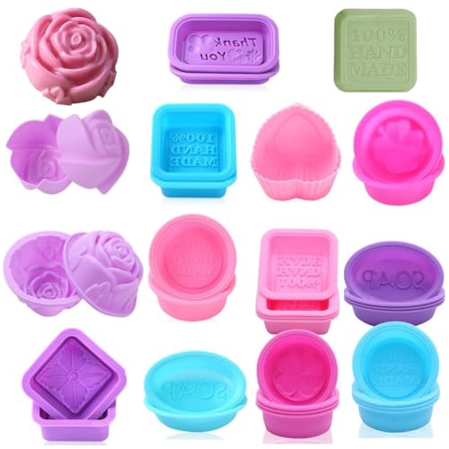 12 Stück Silikonform Seifenform,Silikonform Seife,Diy Handmade Soap Moulds für handgefertigte Seifenherstellung DIY Seife Kuchen Backen Schokolade Biscuit von SiSfeL