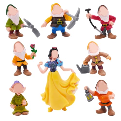 SiSfeL 8Pcs Prinzessin Party Figuren, Schneewittchen und Zwerge Figuren, Party Cake Decorations, Cake Toppers, Geschenke für Kindergeburtstag Party Supplies, Tischdekoration von SiSfeL