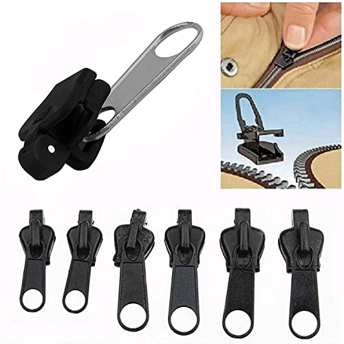 6/12 Stück Fix Zip Puller, Zip Slider Repair Instant Kit, Fix Zipper Removable Rescue Replacement Pack, Instant Zipper Replacement Set, Suiatble for Coat, Jacket, Luggage, Backpack (6pcs) von Siapodan