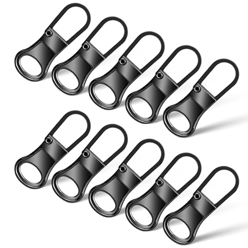 Sibba 10 Stück Reißverschluss Reparaturset Metall Zipper Pull Universal Reißverschluss Zipper Ersatz Reißverschluss-Zieher Reparatur für Jacken Gepäck Koffer Rucksäcke Geldbörsen Hosen Stiefel Schwarz von Sibba