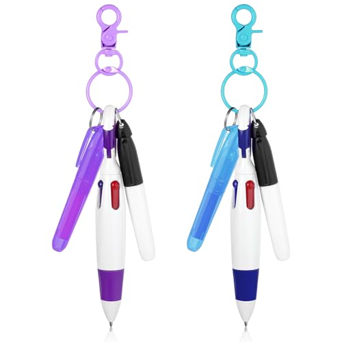 Sibba 2 Mini Kugelschreiber Textmarker Schlüsselanhänger Set Klein Highlighter Pen Marker Mehrfarbig Druckkugelschreiber Rutschfester Ergonomische Krankenschwester Kugelschreiber kreatives Geschenk B von Sibba