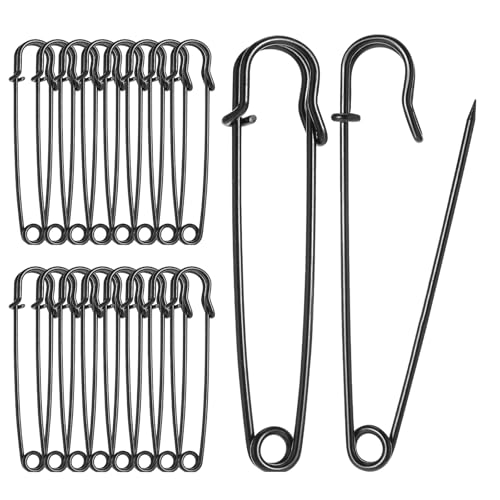 Sibba 20Pcs Große Sicherheits Stifte 2 Zoll Sicherheits Stifte Schwer Last Decke Sicherheits Stifte Für Kleidung Pins Befestigungs Elemente Für Leder Kunst Handwerk Leinwand Schals Kilts Schwarz von Sibba