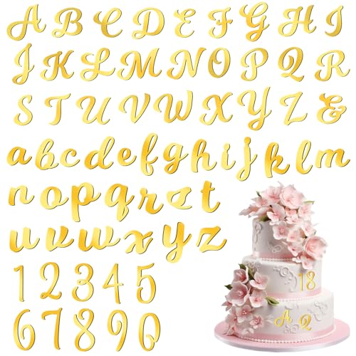 Sibba 64 Stück Buchstaben Zahlen Tortendeko Gold Buchstaben Deko Torte Geburtstag Kuchen Cake Topper Buchstaben A-Z Großbuchstaben 0-9 Zahl Set Tortenaufsatz für Hochzeit Geburtstag Jubiläum Party von Sibba