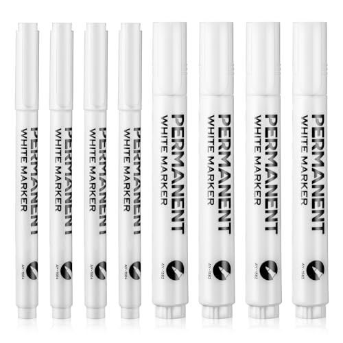 Sibba 8 Stück Permanent Marker Weiß 1mm 2mm Medium Tip Spitze Wasserfest Schnell Trocknender Metallic Marker Schwarzes Papier Stifte Textilien für Fotoalbum Gästebuch Gästebuch Scrapbook Beschriften von Sibba