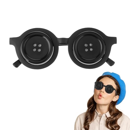 Sibba Halloween Partybrille Knopfbrille Augen Brille für Karneval Retro Spaßbrille Schwarzer Rund Button Eyes Glasses Kunststoff Brillen Kostüm Zubehör Hippie Verkleidung Party Cosplay Foto Requisiten von Sibba