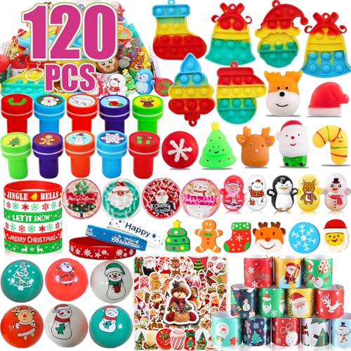 120 Stück Weihnachts-Partygeschenke für Kinder, Preise, Schatzkisten-Spielzeug für Klassenzimmer, Pinata-Füller, Goodie-Bag-Füller, Preisbox, Fidget-Spielzeug, Schatztruhe, Strumpffüller für Jungen von Sibucor