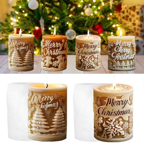 2 Stück Kerzenform Silikon Weihnachten Kerzenformen zum Gießen Silikon Schneeflocke Kerzenform Silikonform Kerze Kerzengießform Kerzen Silikonform Candle Mold Kerzen Formen für Weihnachten Deko (A) von SicaHomy