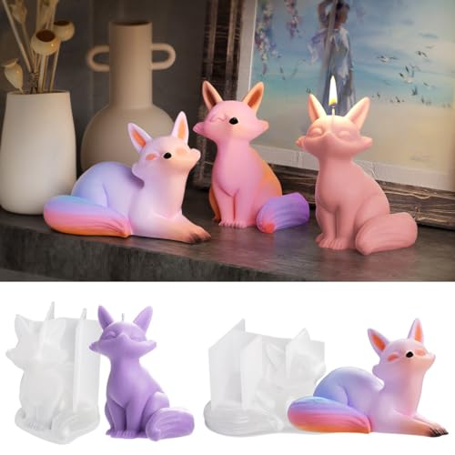 2 Stück Kerzenform Silikon Fuchs Kerzenformen zum Gießen Silikon Handgefertigte Kerzenform Silikonform Kerze Kerzengießform Kerzen Silikonform Candle Mold Kerzen Formen von SicaHomy