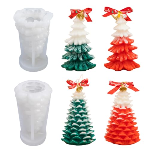 2 Stück Kerzenform Silikon Weihnachtsbaum Kerzenformen zum Gießen Silikon Handgefertigte Kerzenform Silikonform Kerze Kerzengießform Kerzen Silikonform Candle Mold Kerzen Formen für Weihnachten Deko von SicaHomy