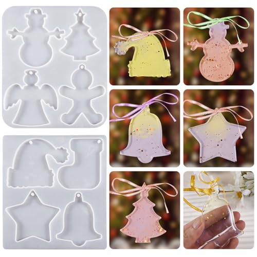 Weihnachten Resin Silikonform Epoxidharz Formen,DIY Silikon Weihnachten Charms Anhänger Gießform Resin Formen,3D Weihnachts Silikonform Anhänger,Silikonformen Gießformen Harz Formen Set von SicaHomy