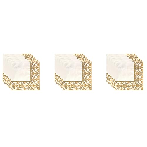 Sichuny 300 Stücke Gold Druck Einwegser Vietten Seiden Papier Bedruckte Servietten für Restaurant und Hotel (Golden + Weiß) von Sichuny