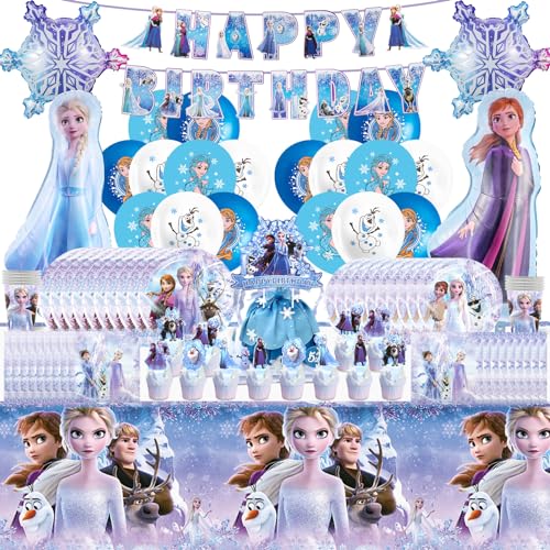 Geburtstagsdeko Partygeschirr, 87 Partygeschirr Tischdecke Geburtstag Geburtstag Deko Tortendeko Pappteller Geburtstag Tasse Frozen Luftballon Servietten Tischdecke Kindergeburtstag Party Deko von Sidesea