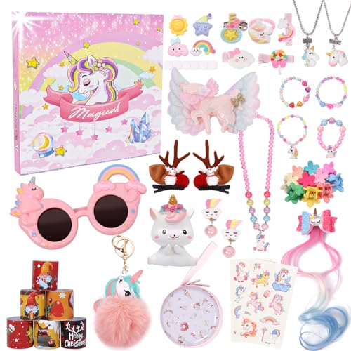 Adventskalender 2023 Mädchen, Einhorn Weihnachtskalender kinder, Adventskalender Kinder Armband Charms Schmuckbastelsets, 24 Überraschungen Spielzeug Weihnachten Schmuck Geschenk für Kinder Mädchen von Sidtomi