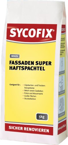 SYCOFIX MUR Fassaden SUPER Haftspachtel 5 kg, kunstharzvergütete Zermentspachtelmasse zum Verspachteln, Ausbessern und Glätten mineralischer Untergründe wie Kalk-, Zement- und Gipsputz, Außen Spachtel von Sieder