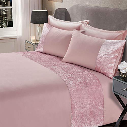 Sienna Bettdeckenbezüge, 100 Prozent Polyester - Pannesamt, Anthrazit Natur Champagner Silber, Doppelbett, SDHSCVPBL02 von Sienna