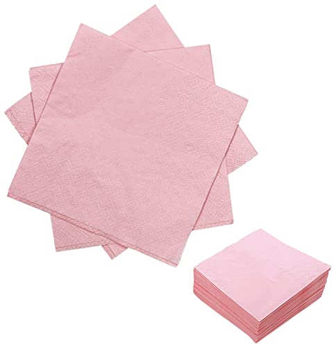 50 Stück 3-lagige rosa Einweg-Servietten, gefaltet, 12,7 x 12,7 cm, Cocktail-Servietten, Papierservietten für Abendessen, Hochzeit, Geburtstag, Party, rosa Dessert-Servietten von SietDESEO