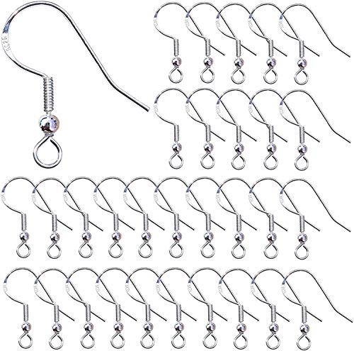 100 Stück Silber-Ohrringhaken aus 925er Sterlingsilber mit Federkugel für selbstgemachte Schmuckherstellung von Siganorpy