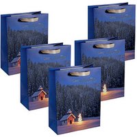 5 SIGEL Geschenktaschen Christmas Chapel  Large Motiv 26,0 x 33,0 cm von Sigel