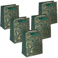 5 SIGEL Geschenktaschen Golden ornaments on green Motiv 18,0 x 23,0 cm von Sigel