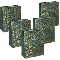 5 SIGEL Geschenktaschen Golden ornaments on green Motiv 26,0 x 32,0 cm von Sigel