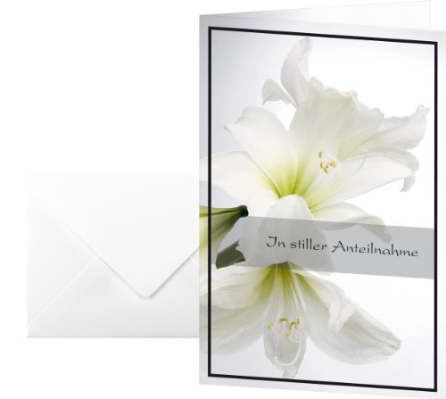 SIGEL DS006 Trauerkarten weiße Amaryllis, 10er Set mit Umschlag ohne Text, ideal zum Bedrucken, aus nachhaltigem Papier von Sigel