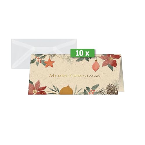SIGEL DS095 Premium Weihnachtskarten-Set Christmas Art, DIN lang, 10 Karten mit Umschlägen, ideal zum Bedrucken, aus nachhaltigem Gras-Papier SIGEL DS095 Premium Weihnachtskarten-Set Christmas Art, DIN lang, 10 Karten mit Umschlägen, ideal zum Bedrucken, aus nachhaltigem Gras-Papier von Sigel