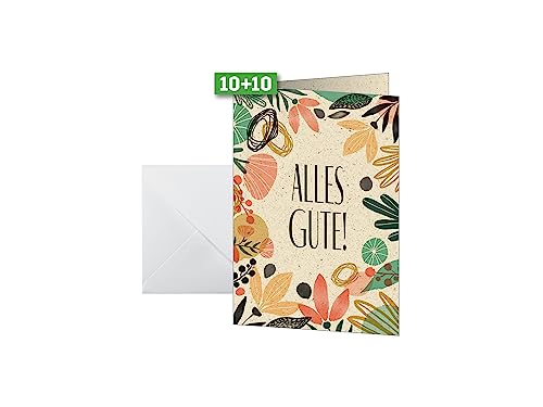 SIGEL DS612 Glückwunschkarten Geburtstagskarten "Alles Gute", A6, 10er Set mit Umschlägen, aus nachhaltigem Graspapier , ideal zum Bedrucken, aus nachhaltigem Papier SIGEL DS612 Glückwunschkarten Geburtstagskarten "Alles Gute", A6, 10er Set mit Umschlägen, aus nachhaltigem Graspapier , ideal zum Bedrucken, aus nachhaltigem Papier von Sigel