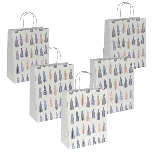 SIGEL GT123 große Premium Geschenktüten aus Papier, 5er Set, 26 x 33 cm, Pine trees, Papier-Geschenktaschen Weihnachten von Sigel