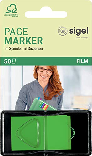 SIGEL HN482 Haftmarker im Spender, neongrün, 50 Streifen im Format 25 x 45 mm von Sigel